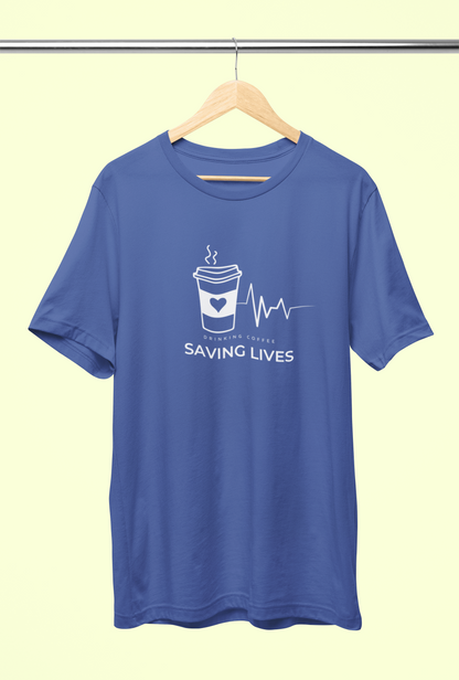 Women's Drinking Coffee Saving Lives Dainty Shirt