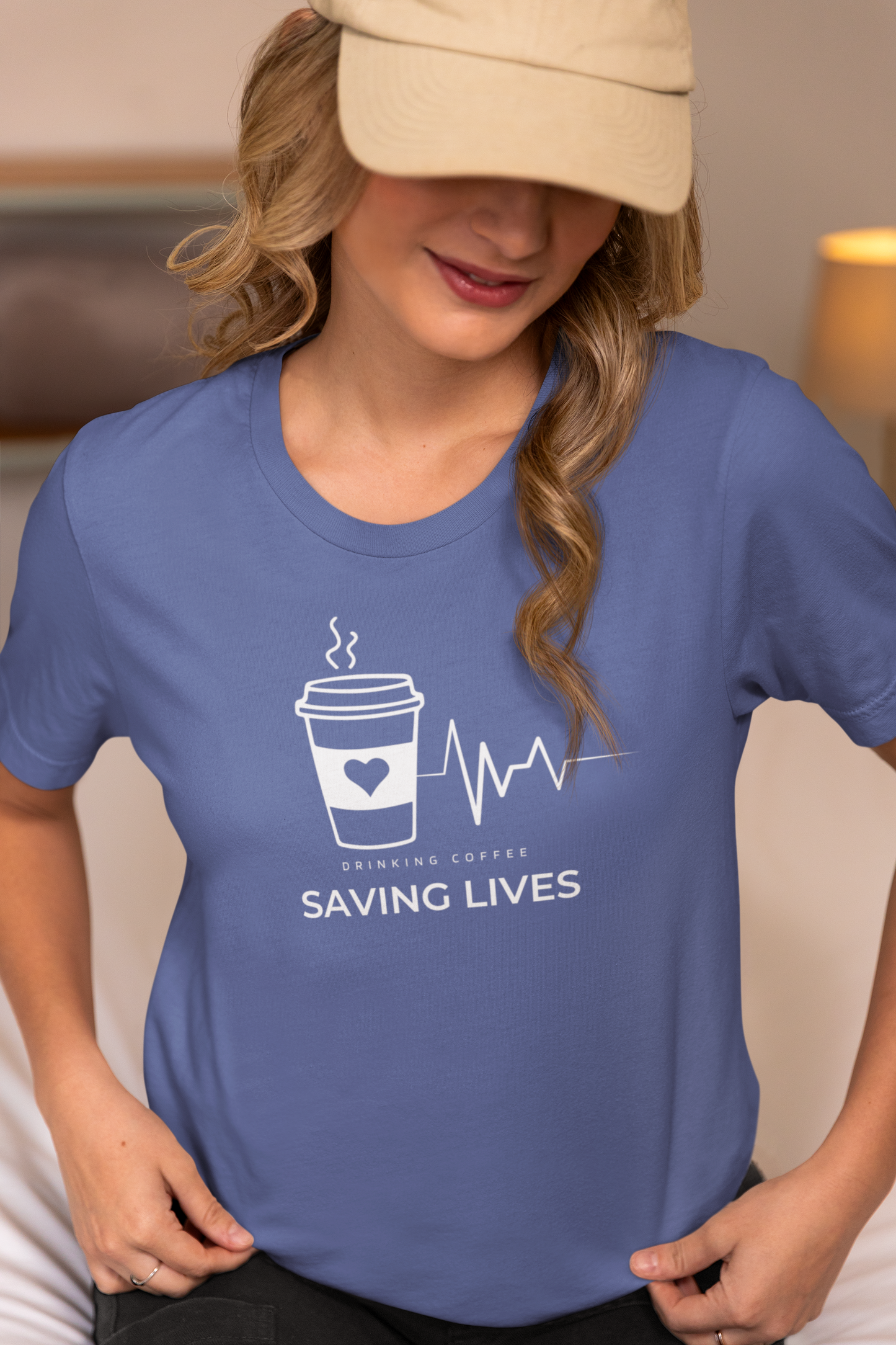 Women's Drinking Coffee Saving Lives Dainty Shirt