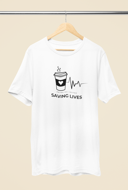 Men's Drinking Coffee Saving Lives Vintage Shirt