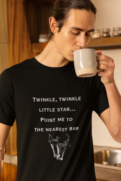 Men's Twinkle Twinkle Little Star Point Me to the Nearest Bar Shirt