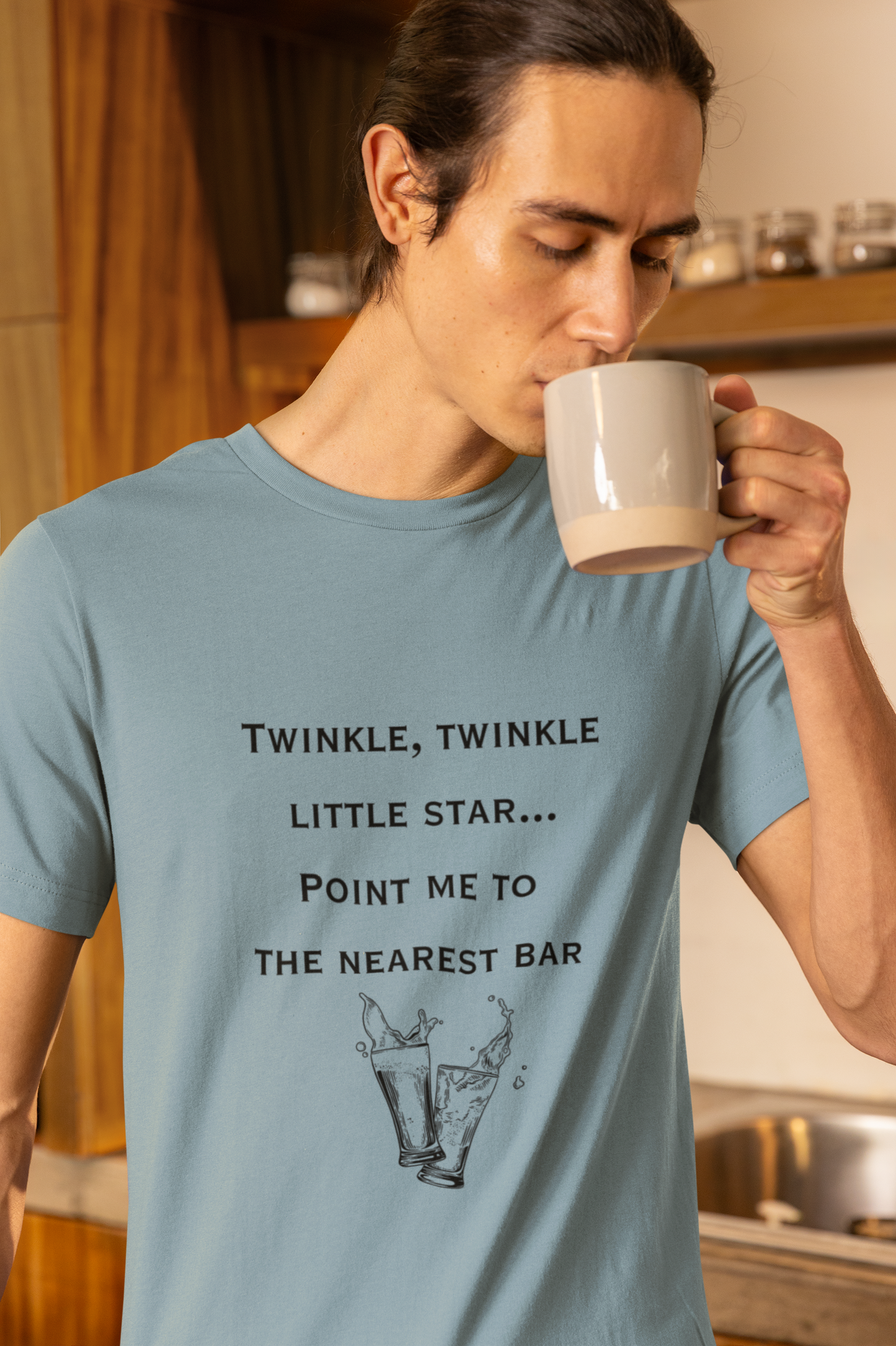 Men's Twinkle Twinkle Little Star Point Me to the Nearest Bar Shirt