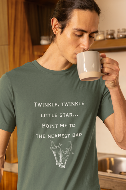 Men's Twinkle Twinkle Little Star Point Me to the Nearest Bar Shirt