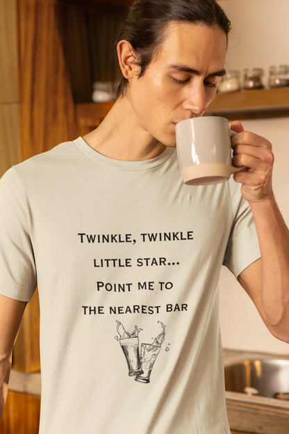 Men's Twinkle Twinkle Little Star Point Me to the Nearest Bar Shirt