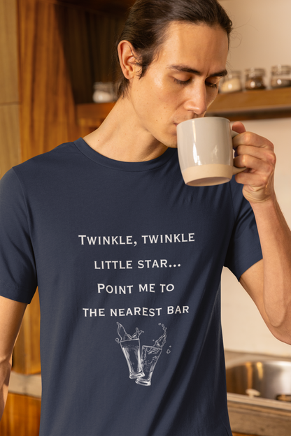 Men's Twinkle Twinkle Little Star Point Me to the Nearest Bar Shirt