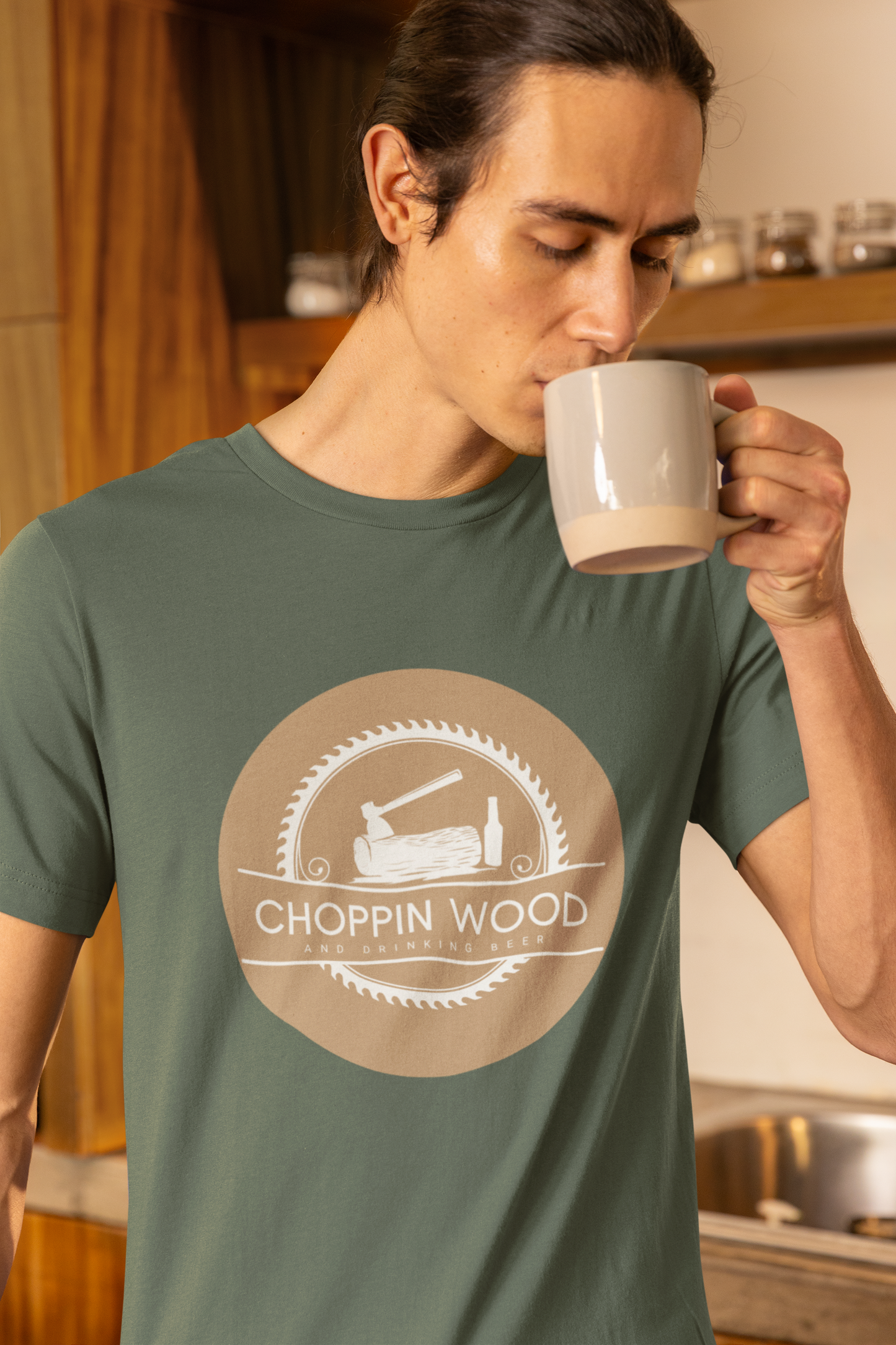 Men's Chopping Wood and Drinking Beer Shirt