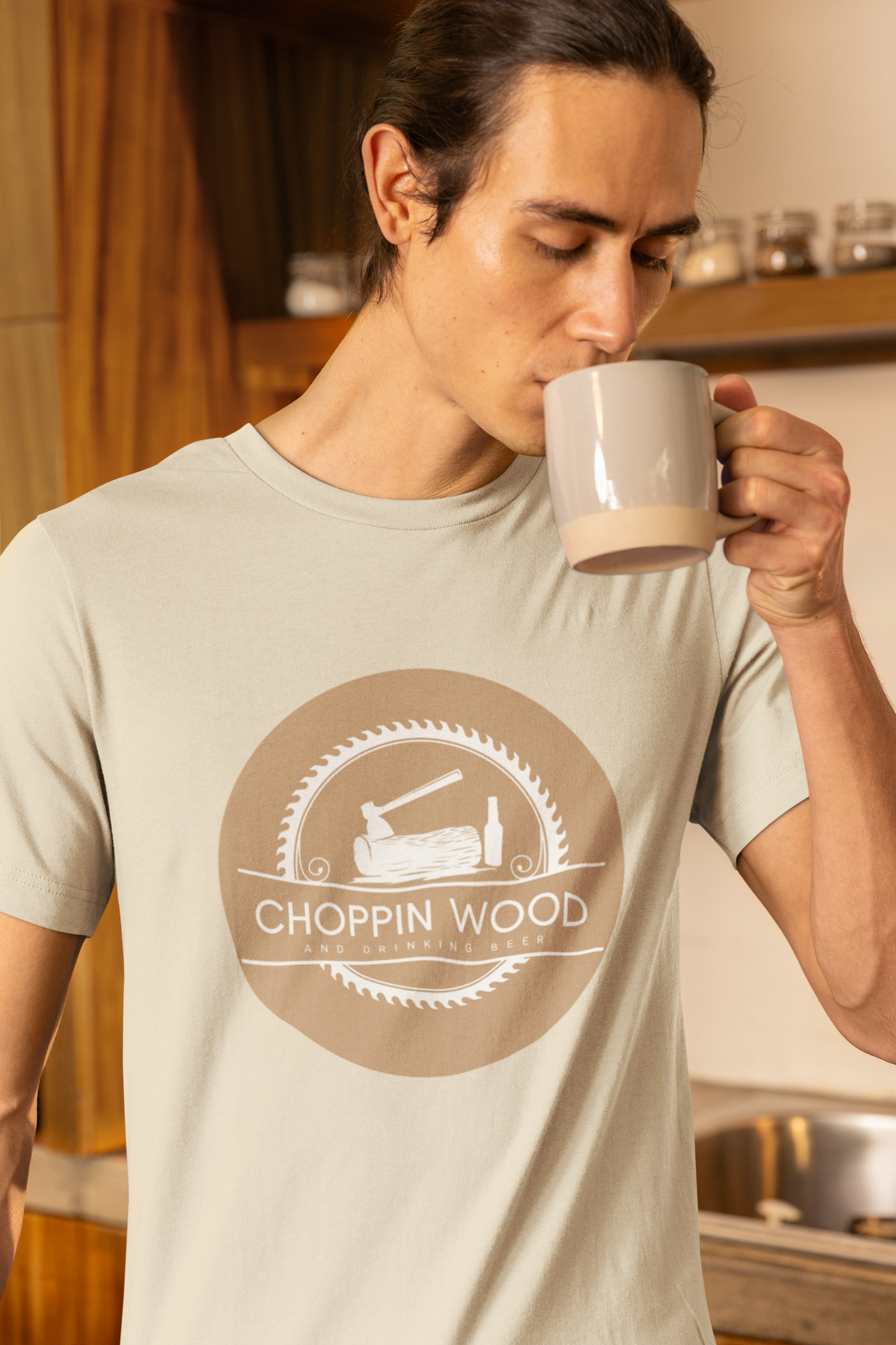 Men's Chopping Wood and Drinking Beer Shirt