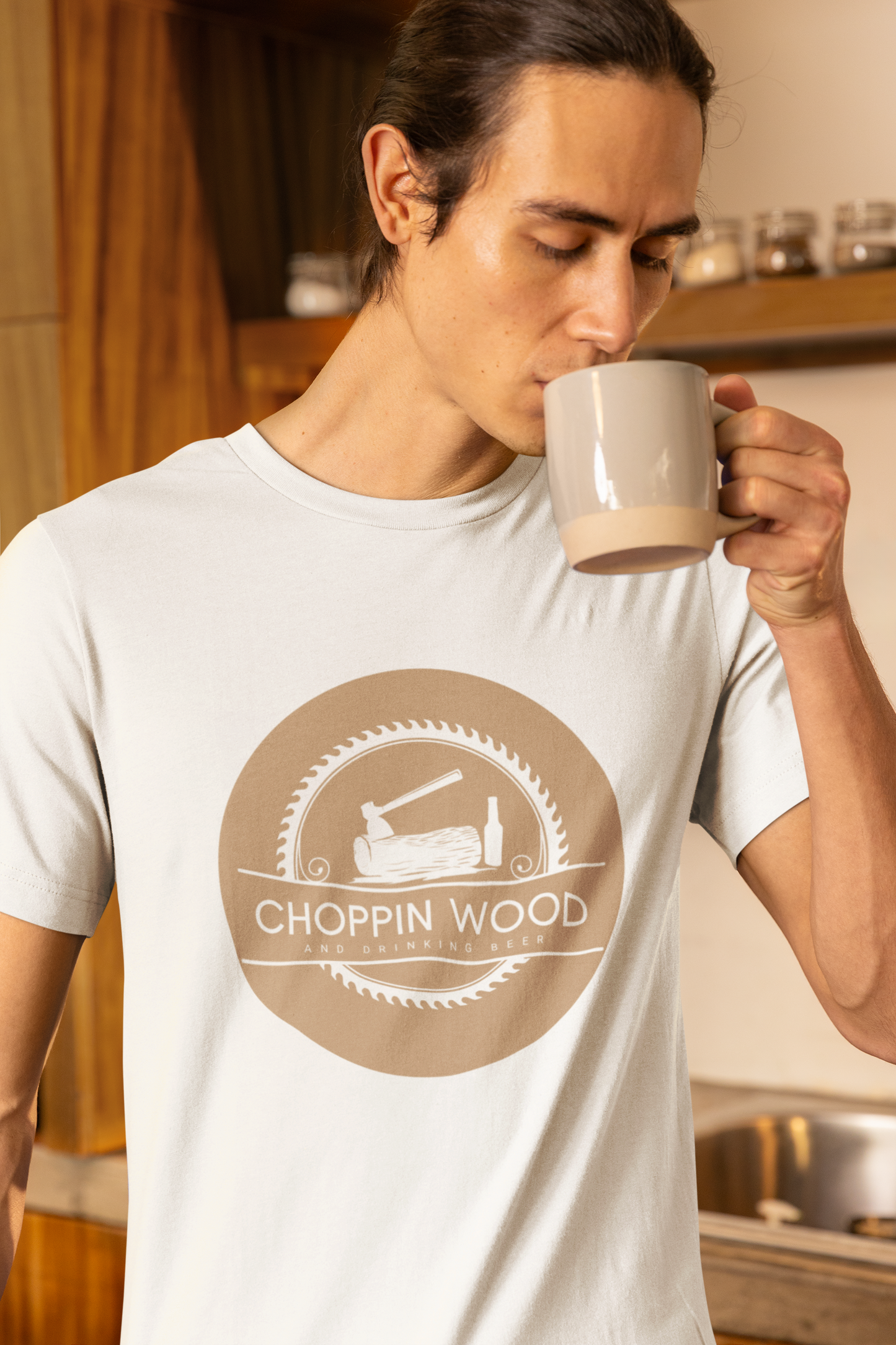 Men's Chopping Wood and Drinking Beer Shirt